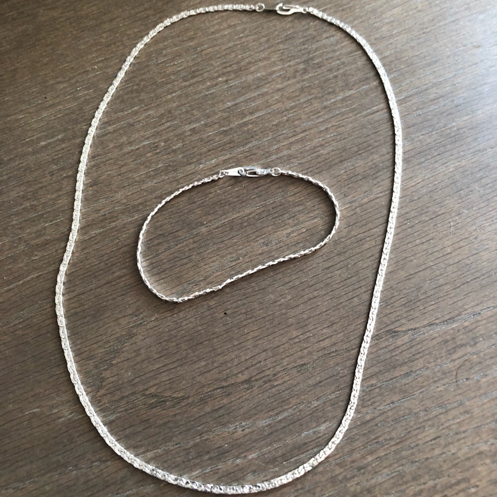 14k silver bracelet and necklace set